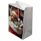 Chihuahua Dog Christmas Stocking Surprise Art Medium Cadeauzakje (Achterkant Gekanteld)