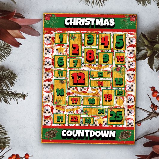 Chihuahua Dog Countdown Kerstmis Advent Calendar Feestdagenkaart