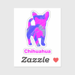Chihuahua Dog Crazy Hot Pink en Blue Cut Sticker