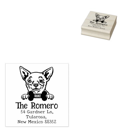 Chihuahua Dog, Custom Return Address Rubberstempel (Gestempeld)