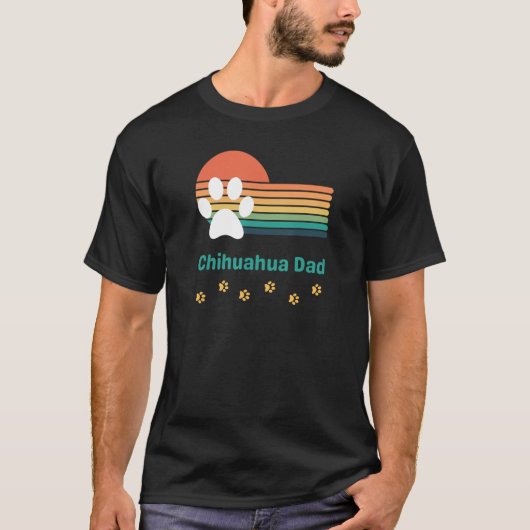 Chihuahua Dog Dad Man Retro Sunset T-shirt (Voorkant)
