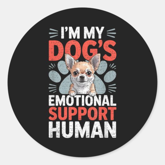 Chihuahua Dog Emotional Suprt Human Ronde Sticker (Voorkant)