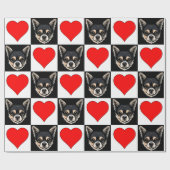 Chihuahua Dog Face Heart Pattern Cute Puppy Gift Cadeaupapier (Vlak)