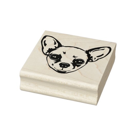Chihuahua Dog Face Silhouette Rubberstempel (Stempel)