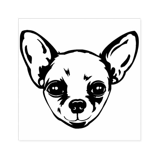 Chihuahua Dog Face Silhouette Rubberstempel (Afrduk)