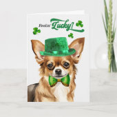 Chihuahua Dog Feelin' Lucky St Patrick's Day Feestdagen Kaart (Voorkant)