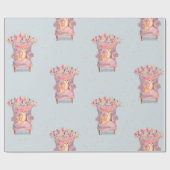 Chihuahua Dog Floral Pink Blue Gold Spots Cadeaupapier (Vlak)