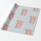 Chihuahua Dog Floral Pink Blue Gold Spots Cadeaupapier (Uitgerold)