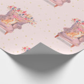 Chihuahua Dog Floral Pink Gold Spots Cadeaupapier (Hoek)