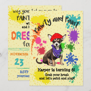 Chihuahua Dog Fun Art Verjaardagsfeest Uitnodiging