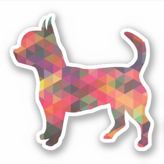 Chihuahua Dog Geometric Pattern Silhouette Multi Sticker (Voorkant)