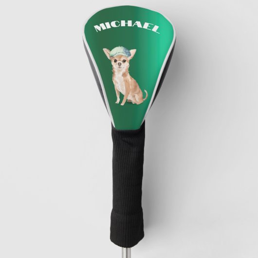 Chihuahua Dog Green Persoonlijk Golfheadcover (Voorkant)