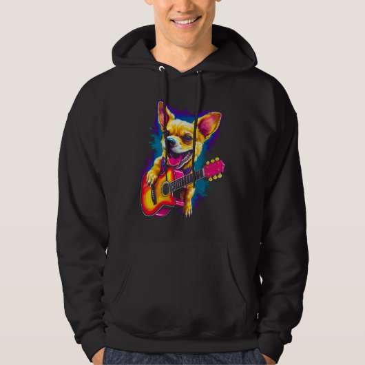 Chihuahua Dog Guitar Hoodie (Voorkant)