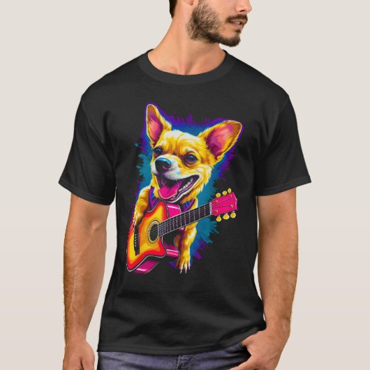 Chihuahua Dog Guitar T-shirt (Voorkant)