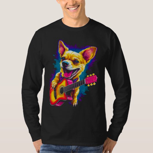 Chihuahua Dog Guitar T-shirt (Voorkant)