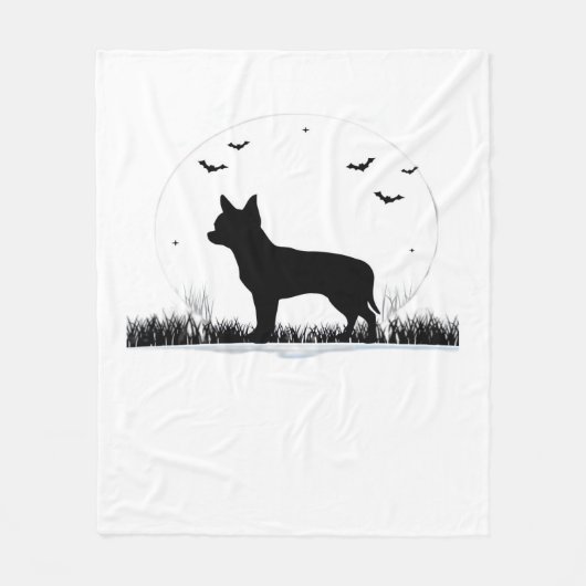 Chihuahua Dog - Halloween Moon Silhouette Classic Fleece Deken (Voorkant)