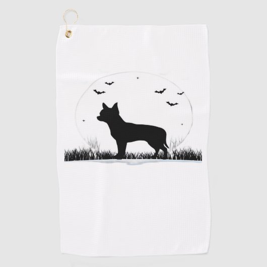 Chihuahua Dog - Halloween Moon Silhouette Classic Golfhanddoek (Voorkant)