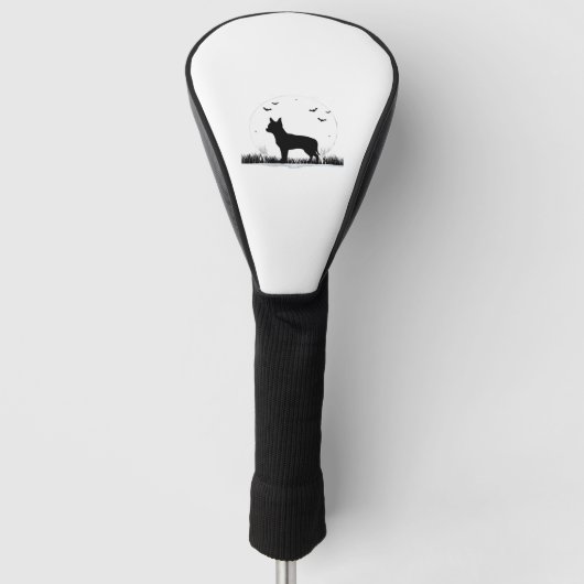 Chihuahua Dog - Halloween Moon Silhouette Classic Golfheadcover (Voorkant)