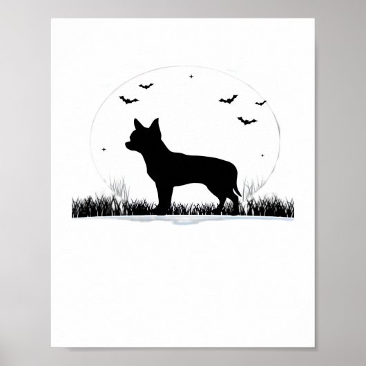 Chihuahua Dog - Halloween Moon Silhouette Classic Poster (Voorkant)
