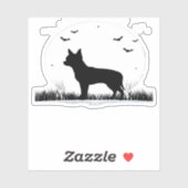 Chihuahua Dog - Halloween Moon Silhouette Classic Sticker (Vel)