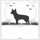 Chihuahua Dog � Halloween Moon Silhouette Classic  Sticker (Vel)