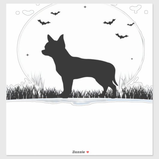 Chihuahua Dog � Halloween Moon Silhouette Classic  Sticker (Vel)