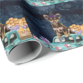 Chihuahua Dog Halloween Truck Scary Night Cadeaupapier (Rol Hoek)