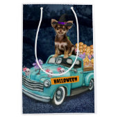 Chihuahua Dog Halloween Truck Scary Night Medium Cadeauzakje (Voorkant)