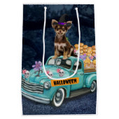 Chihuahua Dog Halloween Truck Scary Night Medium Cadeauzakje (Achterkant)