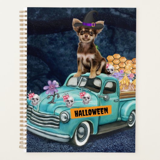 Chihuahua Dog Halloween Truck Scary Night Planner (Voorkant)