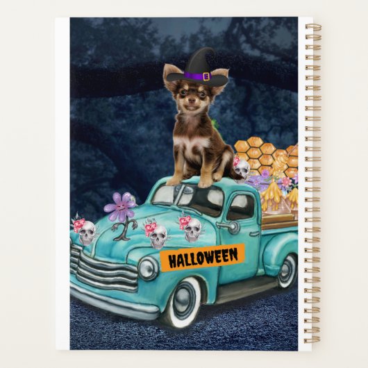 Chihuahua Dog Halloween Truck Scary Night Planner (Achterkant)