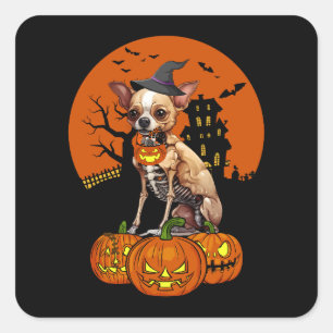 Chihuahua Dog Halloween Vierkante Sticker