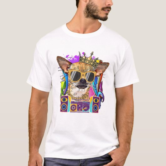 Chihuahua Dog Hip Hop 90s Rap Muziek T Shirt (Voorkant)