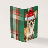 Chihuahua Dog Holiday Green Plaid Kerst Kaart (Buitenkant)
