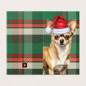 Chihuahua Dog Holiday Green Plaid Kerst Kaart (Buitenkant ongevouwen)