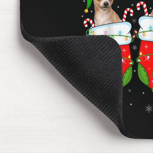 Chihuahua Dog In Christmas Socks Funny Pet Dog Lov Muismat (Hoek)