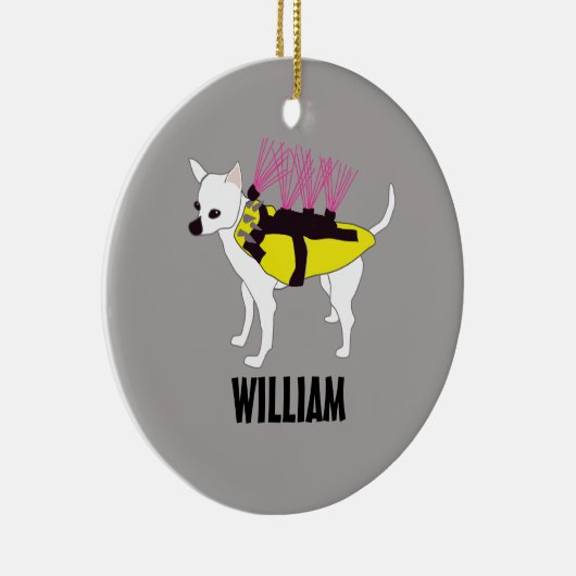 Chihuahua Dog in een gepersonaliseerd Coyote Jacke Keramisch Ornament (Rechts)