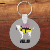 Chihuahua Dog in een gepersonaliseerd Coyote Jacke Sleutelhanger (Voorkant)