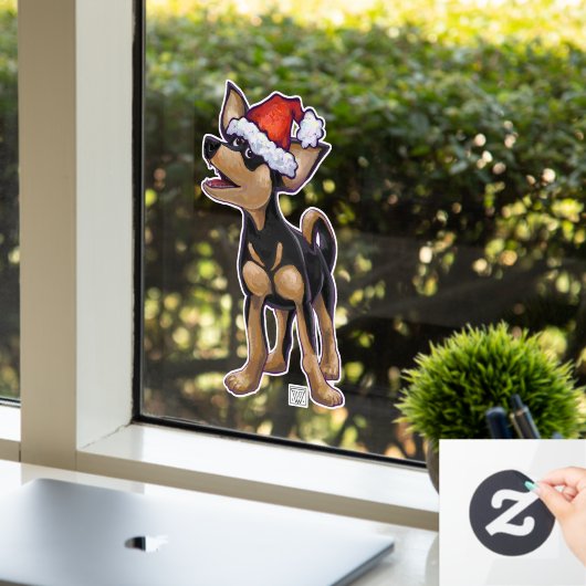 Chihuahua Dog in een Santa Hat Window Cling Raamsticker (Kantoor)