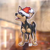Chihuahua Dog in een Santa Hat Window Cling Raamsticker (Vel 2)