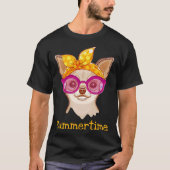 Chihuahua Dog in Mode hoofdband en bril T-shirt (Voorkant)