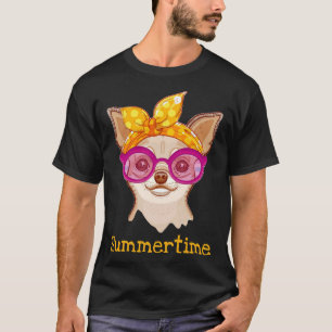 Chihuahua Dog in Mode hoofdband en bril T-shirt