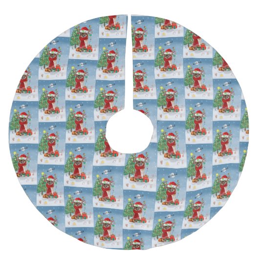 Chihuahua Dog in sneeuw met kerstcadeaus Kerstboom Rok (Voorkant)