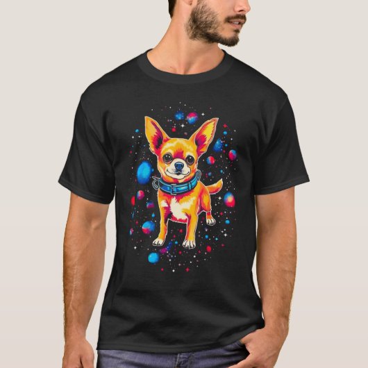 Chihuahua Dog in Space T-shirt (Voorkant)