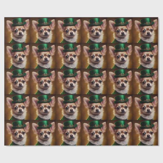 Chihuahua Dog in St. Patrick's Day Dress Cadeaupapier (Vlak)