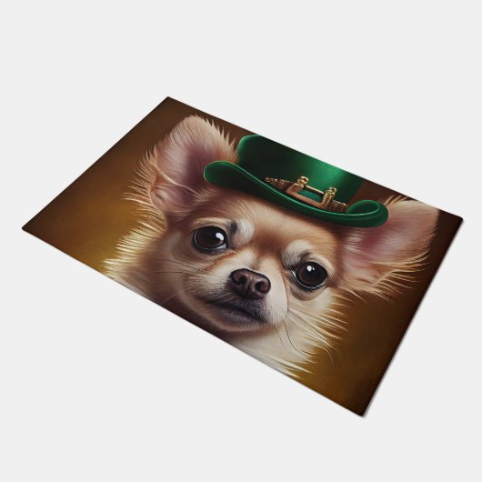 Chihuahua Dog in St. Patrick's Day Dress Deurmat (Schuin)