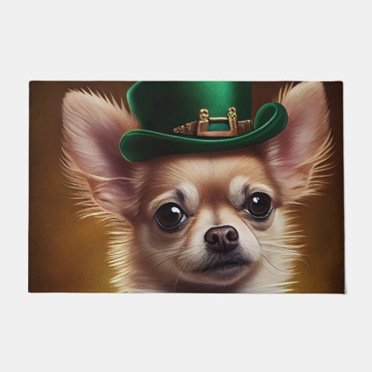 Chihuahua Dog in St. Patrick's Day Dress Deurmat (Voorkant)