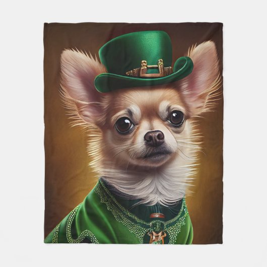 Chihuahua Dog in St. Patrick's Day Dress Fleece Deken (Voorkant)