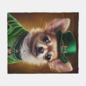 Chihuahua Dog in St. Patrick's Day Dress Fleece Deken (Voorkant (Horizontaal))