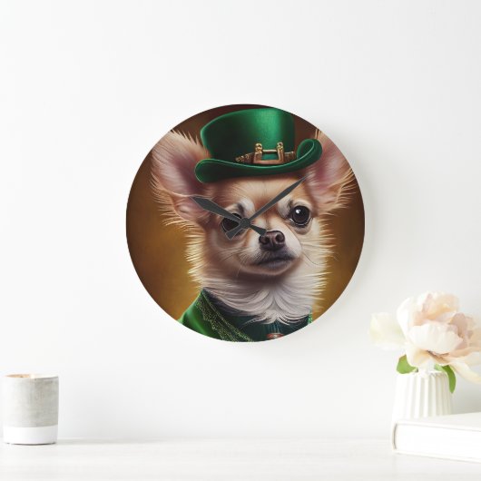 Chihuahua Dog in St. Patrick's Day Dress Grote Klok (Huis)